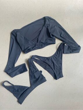 SKIMS Women's 3-Piece Swim Set in Slate Blue